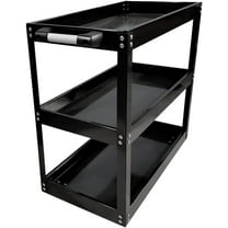 3 Tier Heavy Duty Metal Tool Cart with Wheels, Durable Tool Storage, Load Capacity Rolling Utility cart for Garage Storage, Office Spaces, & Kitchen Use (Black)