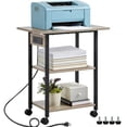 thumbnail image 1 of 3 Tier Leyaoyao Printer Stand, Computer Tower Stand with Industrial Lockable Wheels & Storage Drawer Large Mobile Table for Home Office Multi-Equipment Organization, Oak, 1 of 8