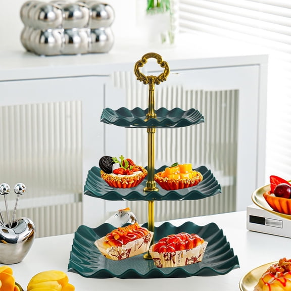 3-Tier Heavy Duty Serving Tray - Fruit & Dessert Platter, Multi-Layer Display for Parties, Weddings, Home Decor - 1-Piece Set