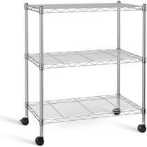 3-Tier Heavy Duty Storage Shelves 750Lb Capacity, 24.02" D x 13.78" W x 29.92" H Adjustable Shelving Unit with Wheels, Chrome