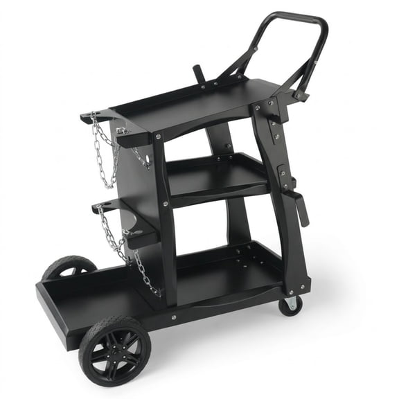 3-Tier Heavy Duty Welding Cart, 400 lbs Capacity Rolling Welder Cart with 360 Swivel Wheels & Tank Storage, Black