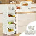 thumbnail image 1 of 3-Tier Household Kitchen Storage Baskets Organization Baskets Thickened Floor Standing Multi-Layer Shelf with Wheels for Kitchen Bathroom Living Room Organization and Storage, 1 of 5