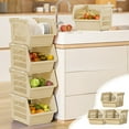 thumbnail image 1 of 3-Tier Household Kitchen Storage Baskets Organization Baskets Thickened Floor Standing Multi-Layer Shelf with Wheels for Kitchen Bathroom Living Room Organization and Storage, 1 of 5