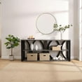 thumbnail image 1 of 3-Tier Industrial Console Table,70.87 inch, Narrow Entry Table Long Table with Storage for Entryway, Living Room, Foyer, Hallway, Black, 1 of 7