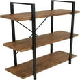 3Tier Industrial Style Bookshelf with Open Shelves and Veneer Finish North American Teak