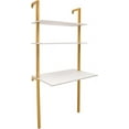 thumbnail image 1 of 3-Tier Industrial Wall Mount Desk, Ladder Desk with Open Shelves, Computer or Writing Desk for Home, Office, 20" D x 30" W x 72.8" H (White), 1 of 9