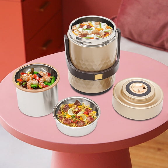 3-Tier Insulated Lunch Box, Sealed Stackable Food Thermos, Thermal Lunch Box