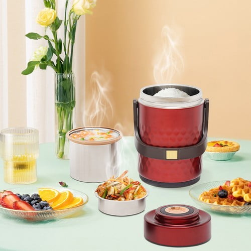 3-Tier Insulated Lunch Box - Stackable Food Thermos 5.31*9.44in for Hot & Cold Meals