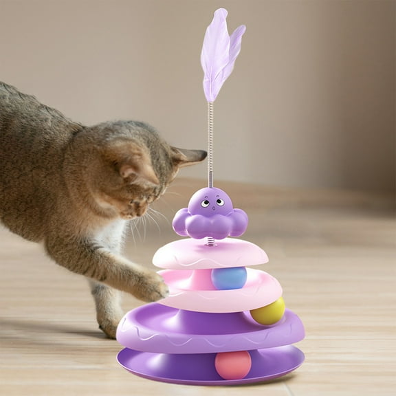 3 Tier Interactive Cat Turntable Toy Rolling Ball Track Spinner Puzzle Toy For Kittens Exercise And Boredom Relief 1 Pack