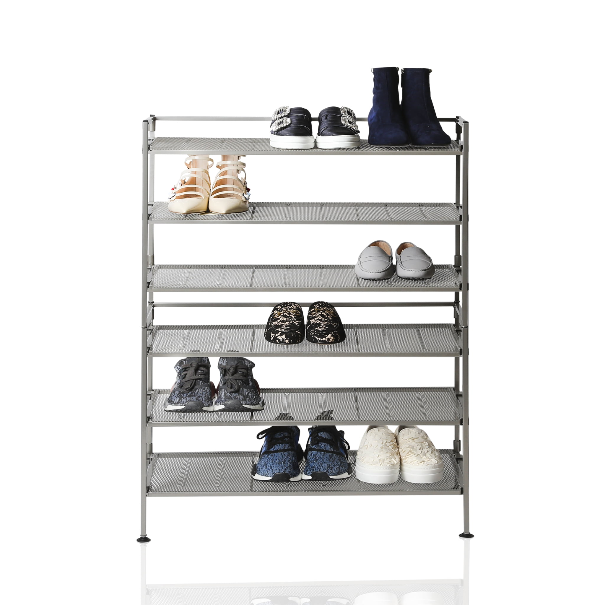 3Tier Iron Mesh Utility Shoe Rack, 2Pack, Satin Pewter by Seville