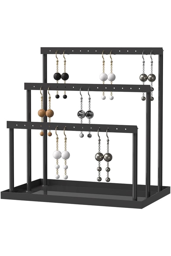 3 Tier Jewelry Earring Organizer Holder,Large And Small Stud Earring Tabletop Storage Display Stand For Girls,Hanging Dangle Earring Towers For Selling,Jewelry Rack For Vendors