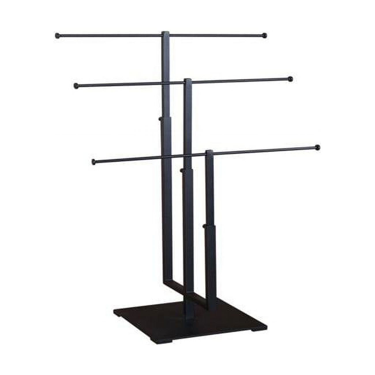 Adjustable Matte Black 3-Tier Metal Jewelry Stand
