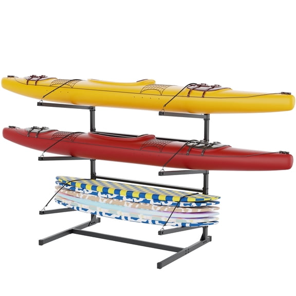 3-Tier Kayak & Paddleboard Storage Rack - Reinforced Freestanding Holder for Kayaks, Canoes