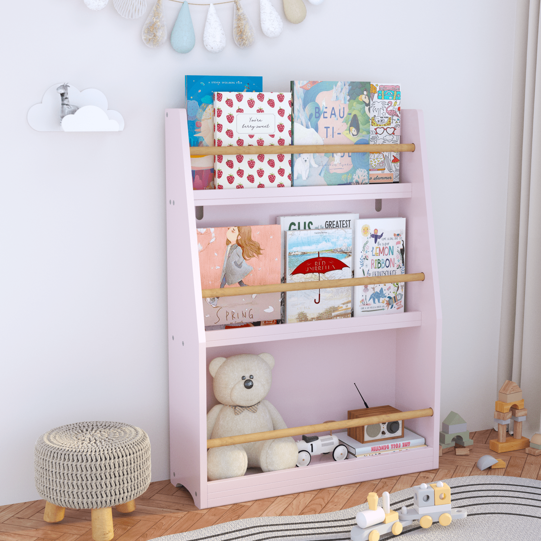 3 Tier Kids Book Shelf for Girls, Kids Book Rack, Book Rack Organizer ...