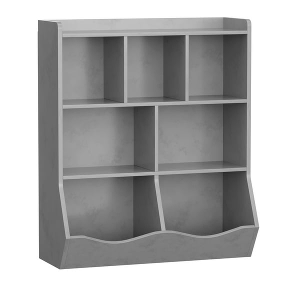 3-Tier Kids Bookshelf and Bookcase, Storage Cabinet for Storage Books and Toys, Multi Shelf with Cubby Cabinet for Kindergarten, Kid's Bedroom,White,Brown,Grey