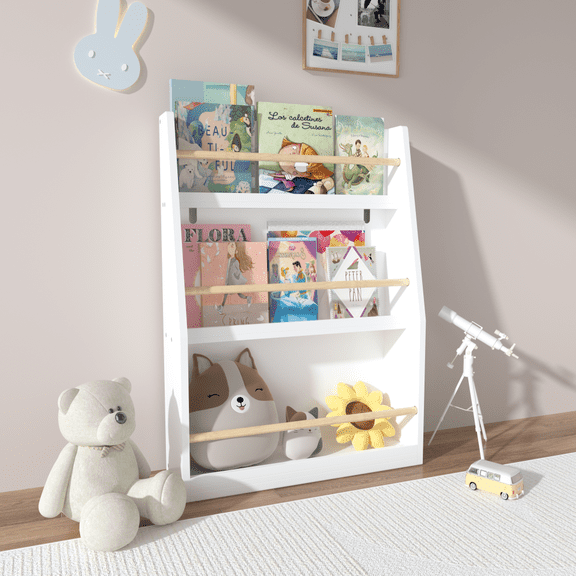 3-Tier Kids Bookshelf, Kids Book Rack, Storage Organizer for Bedroom, Playroom & Classroom