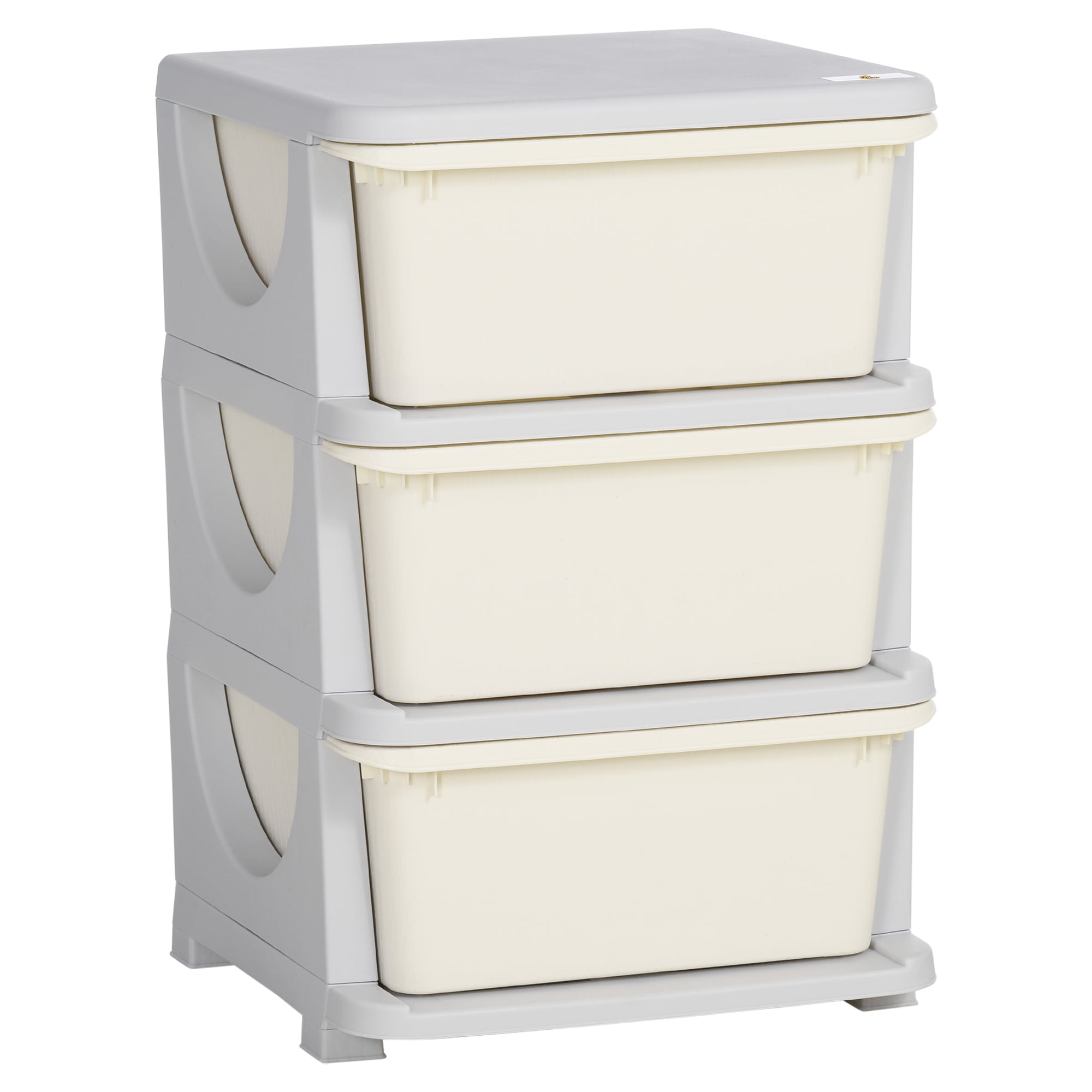 3 Tier Kids Storage Unit, 3 Drawer Chest Toy Organizer Plastic Bins for Kids Bedroom Nursery Kindergarten Living Room for Boys Girls Toddlers, Cream White