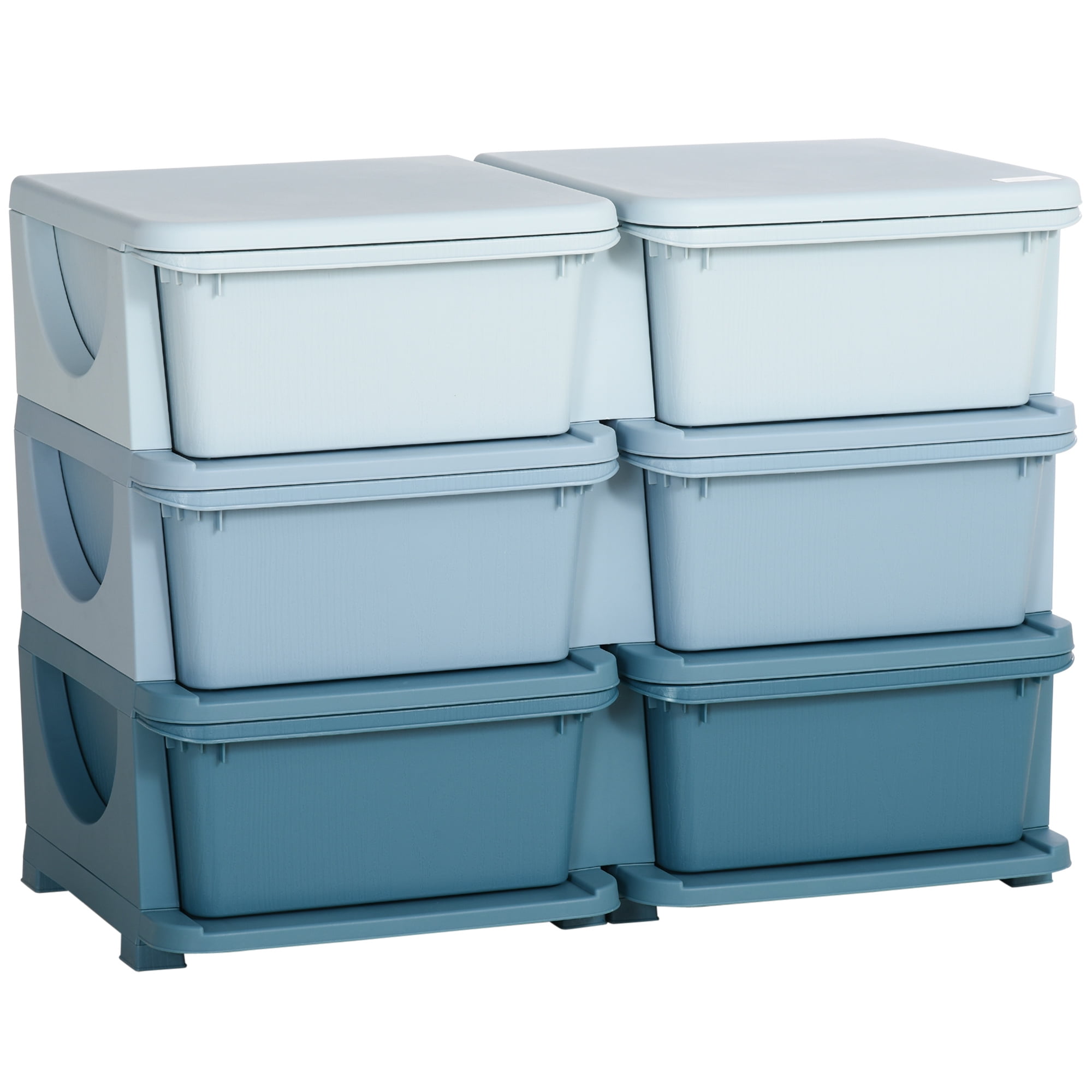 3 Tier Kids Storage Unit, 6 Drawer Chest Toy Organizer Plastic Bins for Kids Bedroom Nursery Kindergarten Living Room for Boys Girls Toddlers, Blue