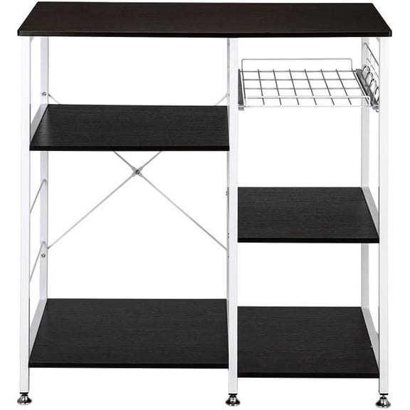 3-Tier Kitchen Baker's Rack Utility Microwave Oven Stand Storage Cart Workstation Shelf (Dark Brown)