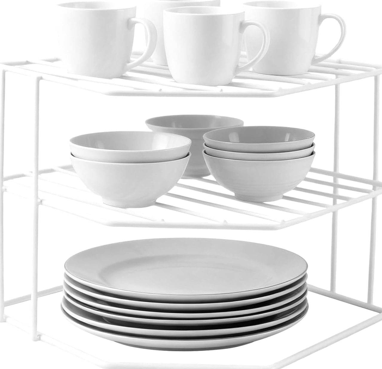 Kitchen Corner Storage Rack 3-Tier Kitchen Corner Shelf with Rack – Metal Wire Counter Cabinet 8.9 ...