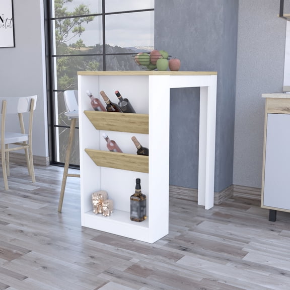 3-Tier Kitchen Island with Engineered Wood Top, Modern Style / Suited for Kitchen and Bottle Arrangement