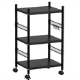 thumbnail image 1 of 3-Tier Kitchen Rolling Cart, Utility Shelf Microwave Stand Storage Cart, Kitchen Baker's Rack with 4 Universal Wheels and 4 Removable Hooks, Workstation Shelf 3-Tier Kitchen, 1 of 8