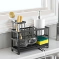 thumbnail image 1 of 3-Tier Kitchen Sink Caddy Organizer with Sponge Holder, Drain Rack & Utensil Storage – Expandable, Adjustable Kitchen Counter Essentials Organizer for Dishes, Soap, Brushes (Black), 1 of 11