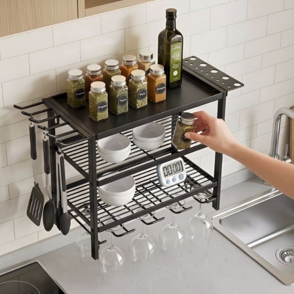 Store Countertop Window 3 Tier Kitchen Spice Rack Organizer, Countertop Wall Mount Seasoning ...