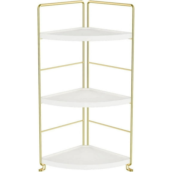 3-Tier Kitchen Spice Rack , Standing Rack,Triangle Bathroom Countertop Storage Shelf ,Cosmetic Organizer Holder , Stackable Cabinet Organizer , Kitchen Counter Shelf , Corner Spice Rack ,Golden