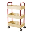 thumbnail image 1 of 3-Tier Kitchen Storage Cart, Black Rolling Utility Cart with Armrests & Wheels, Bathroom Toiletries Organizer, Slim Storage Rack for Small Spaces, 1 of 6