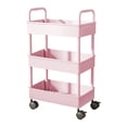 thumbnail image 1 of 3-Tier Kitchen Storage Cart, Black Rolling Utility Cart with Armrests & Wheels, Bathroom Toiletries Organizer, Slim Storage Rack for Small Spaces, 1 of 6