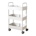 thumbnail image 1 of 3-Tier Kitchen Storage Cart, Black Rolling Utility Cart with Armrests & Wheels, Bathroom Toiletries Organizer, Slim Storage Rack for Small Spaces, 1 of 6