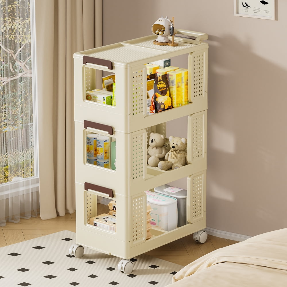 3-Tier Kitchen Storage Cart,Multifunction Utility Rolling Storage ...
