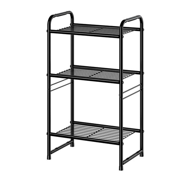 SUFAUY Storage Shelves, 3-Tier Heavy-Duty Metal Organizer Rack for Kitchen Pantry, Black, 12"D x 17.8"W x 31.5"H