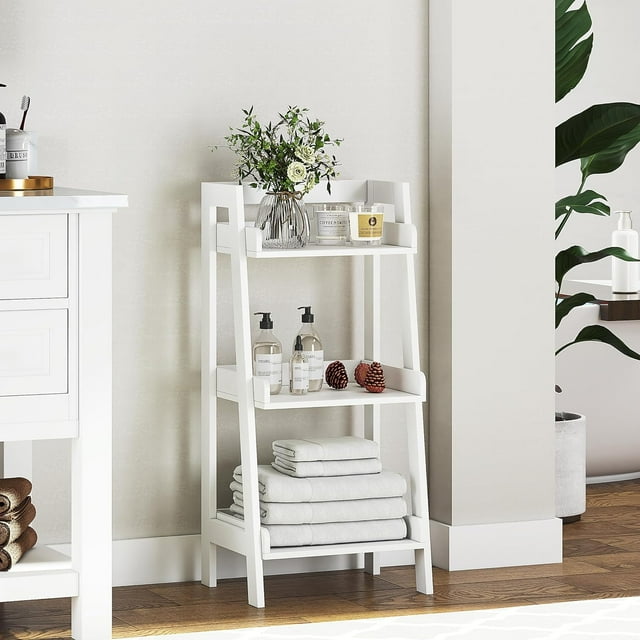 3-Tier Ladder Shelf, Bathroom Shelf Freestanding, 3-Shelf Spacesaver ...