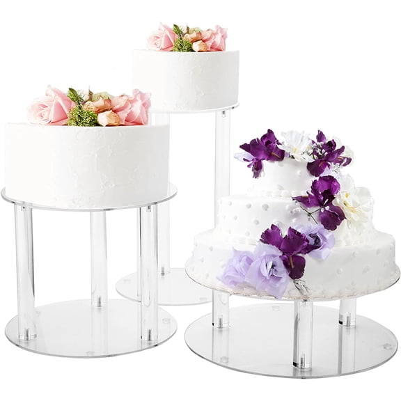 3 Tier Large Acrylic Glass Round Wedding Cake Stand, Food Display Stand, Cupcake Stand, Dessert Display Platter WCS02 (3 tier with base tier)