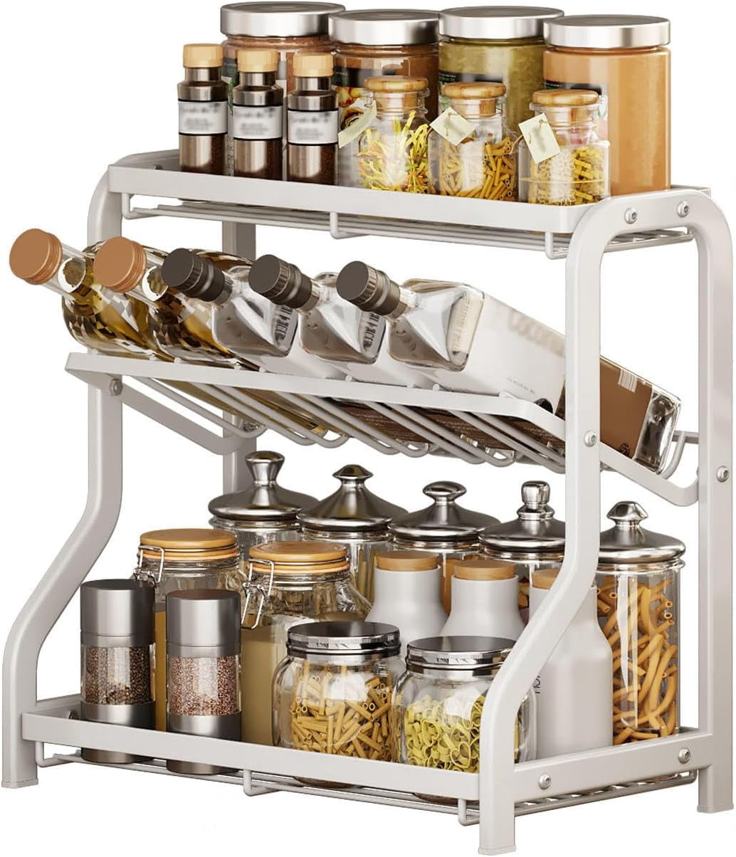 3 Tier Large Capacity Spice Rack Organizer,Spices Organizers and ...