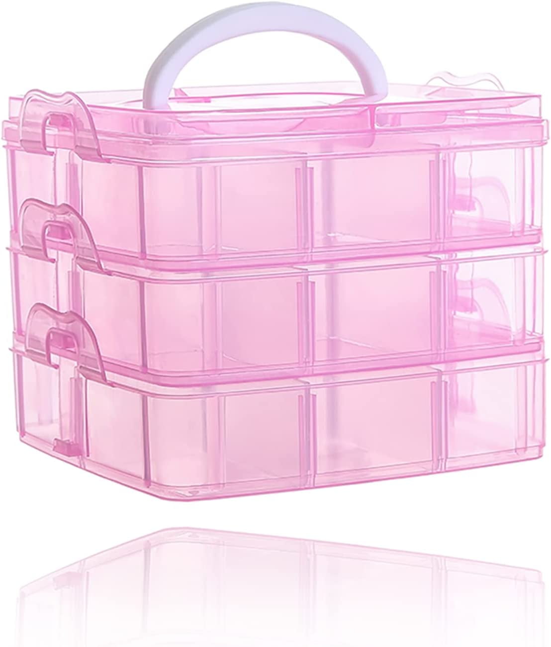 3 Tier Stackable Storage Containers, Adjustable Plastic Box Bead Storage,  6x6x5