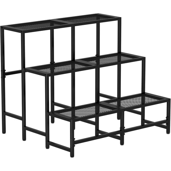 3 Tier Large Metal Plant Stand, Garden Display Shelf Flower Pot Holder Storage Organizer Rack for Indoor Home Outdoor Patio Balcony Yard( Black,Rectangle)