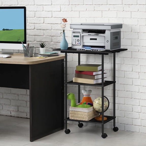 3 Tier Large Printer Table with Storage, Rolling Cart for Home Office, Kitchen, Living Room