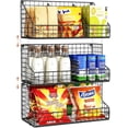 thumbnail image 1 of 3 Tier Large Stackable Snack Organizer - Versatile Wall Mounted Wire Storage Basket with Divider for Candy Chip Cans Bars - Ideal for Pantry Office Home, 1 of 5