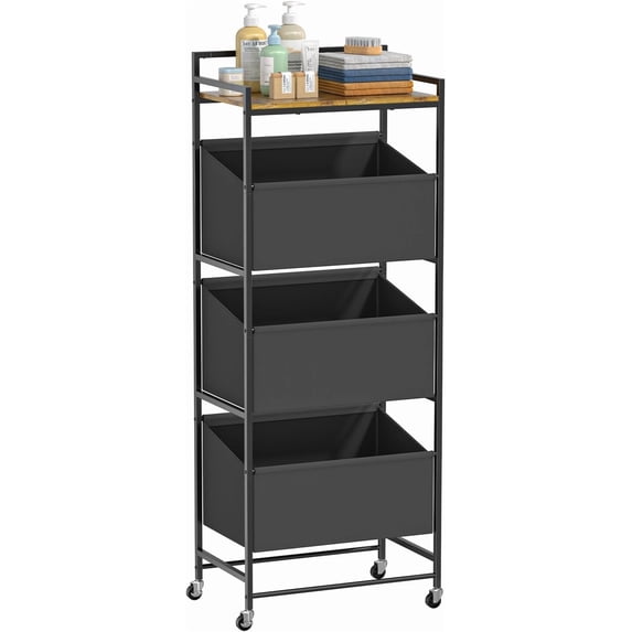 3-Tier Laundry Hamper Sorter with Wheels, 120L Vertical Rolling Laundry Basket Organizer Cart, 3 Section Laundry Sorter with Shelf for Small Space, Laundry Room, Bathroom, Bedroom, Dorm, Closet