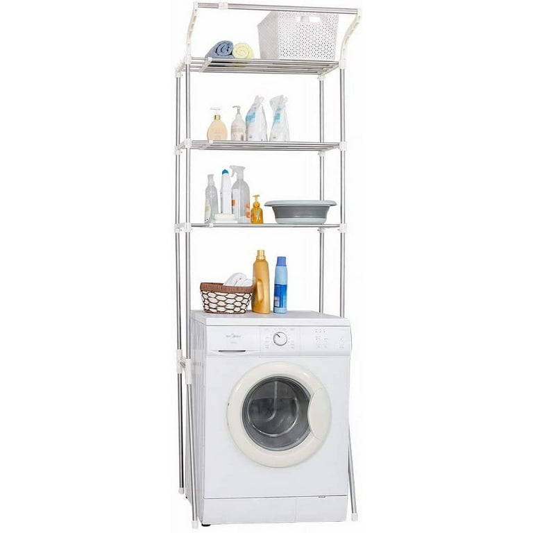 WhizMax Clothes Drying Rack,Over The Washer and Dryer Storage Shelf,Over  Dryer Towel Racks Bathroom Space Saving 5 Tiers Standing Shelving Units,  Grey