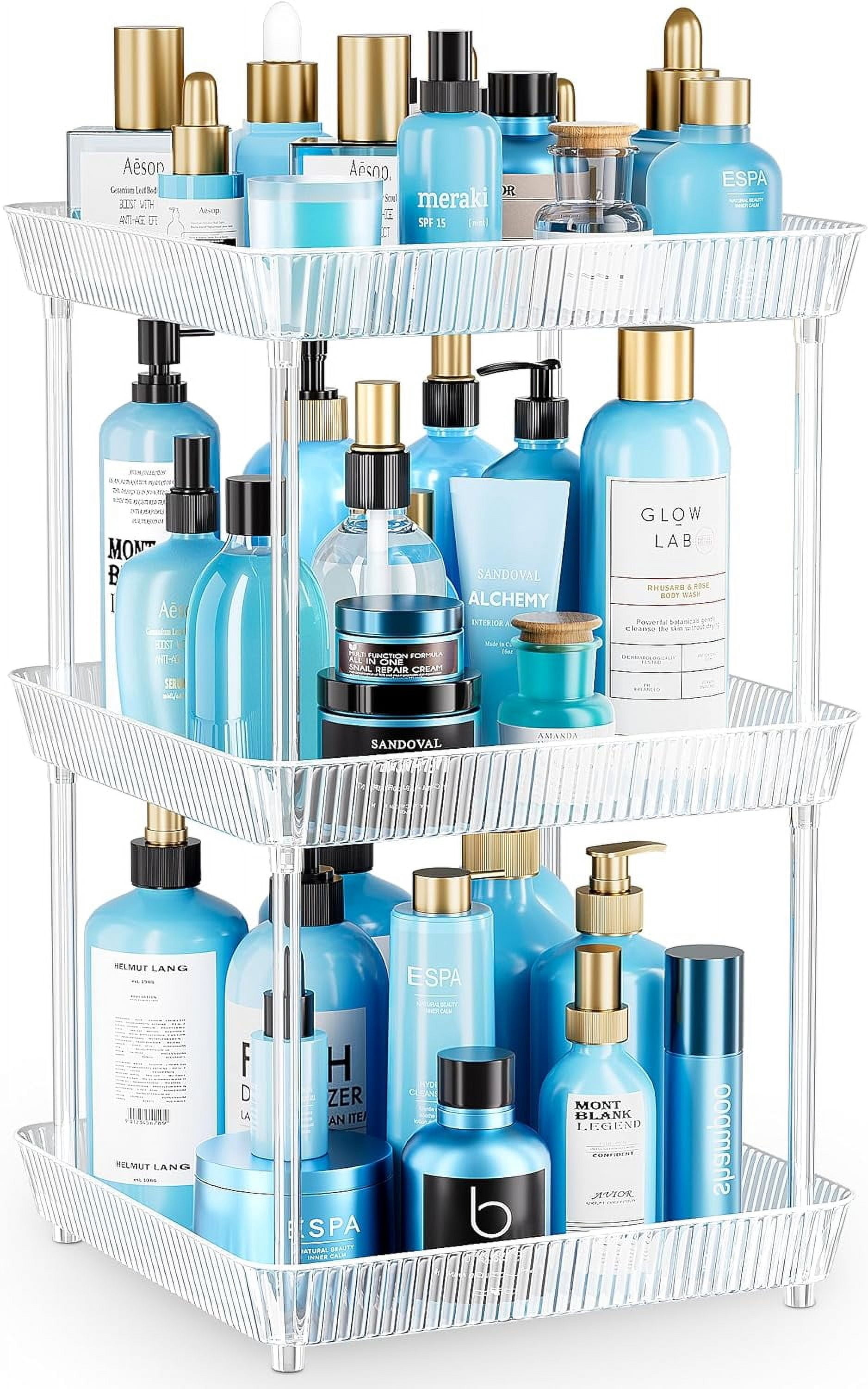 3 Tier Lazy Susan Bathroom Countertop Organizer, 360° Clear Rotating ...
