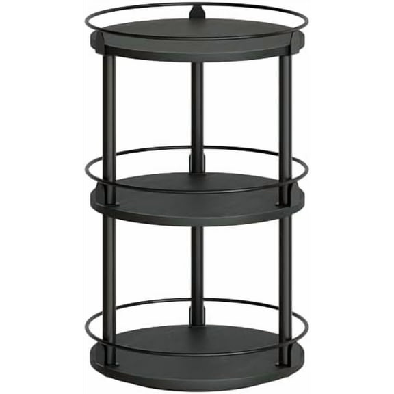 3-Tier Lazy Susan Organizer, Rotating Spice Rack, Spinning Organizer, Industrial Turntable Spice Rack Organizer for Cabinet, Kitchen Countertop, Pantry, Black SR23BK