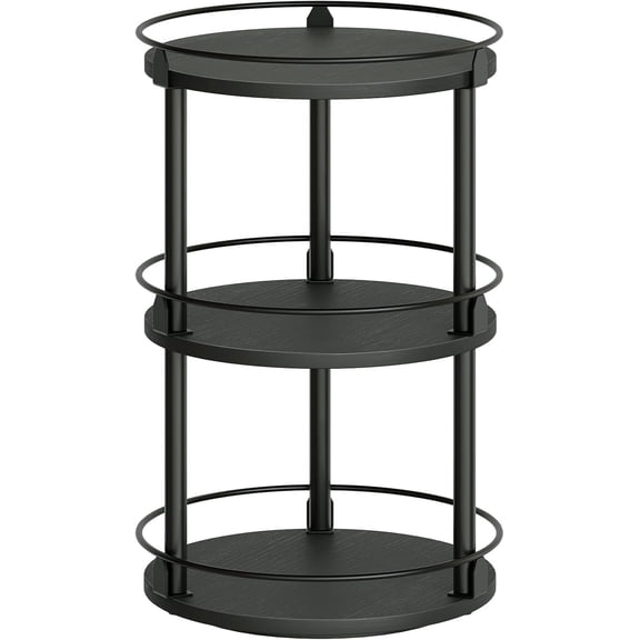 3-Tier Lazy Susan Organizer, Rotating Spice Rack, Spinning Organizer, Industrial Turntable Spice Rack Organizer for Cabinet, Kitchen Countertop, Pantry, Black SR23BK