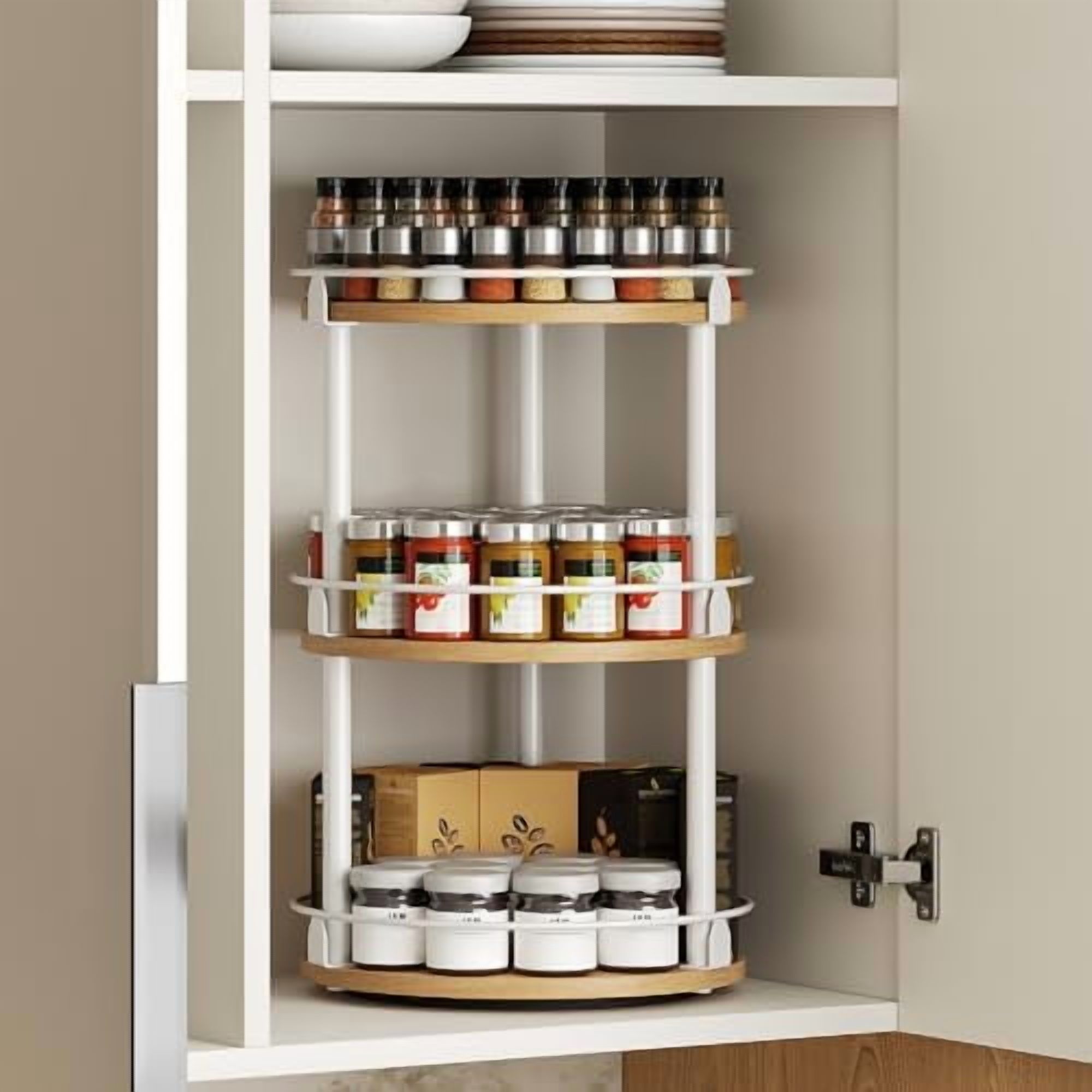 Turnable Spice Rack 3-Tier Lazy Susan Organizer, Rotating Spice Rack, Spinning Organizer ...