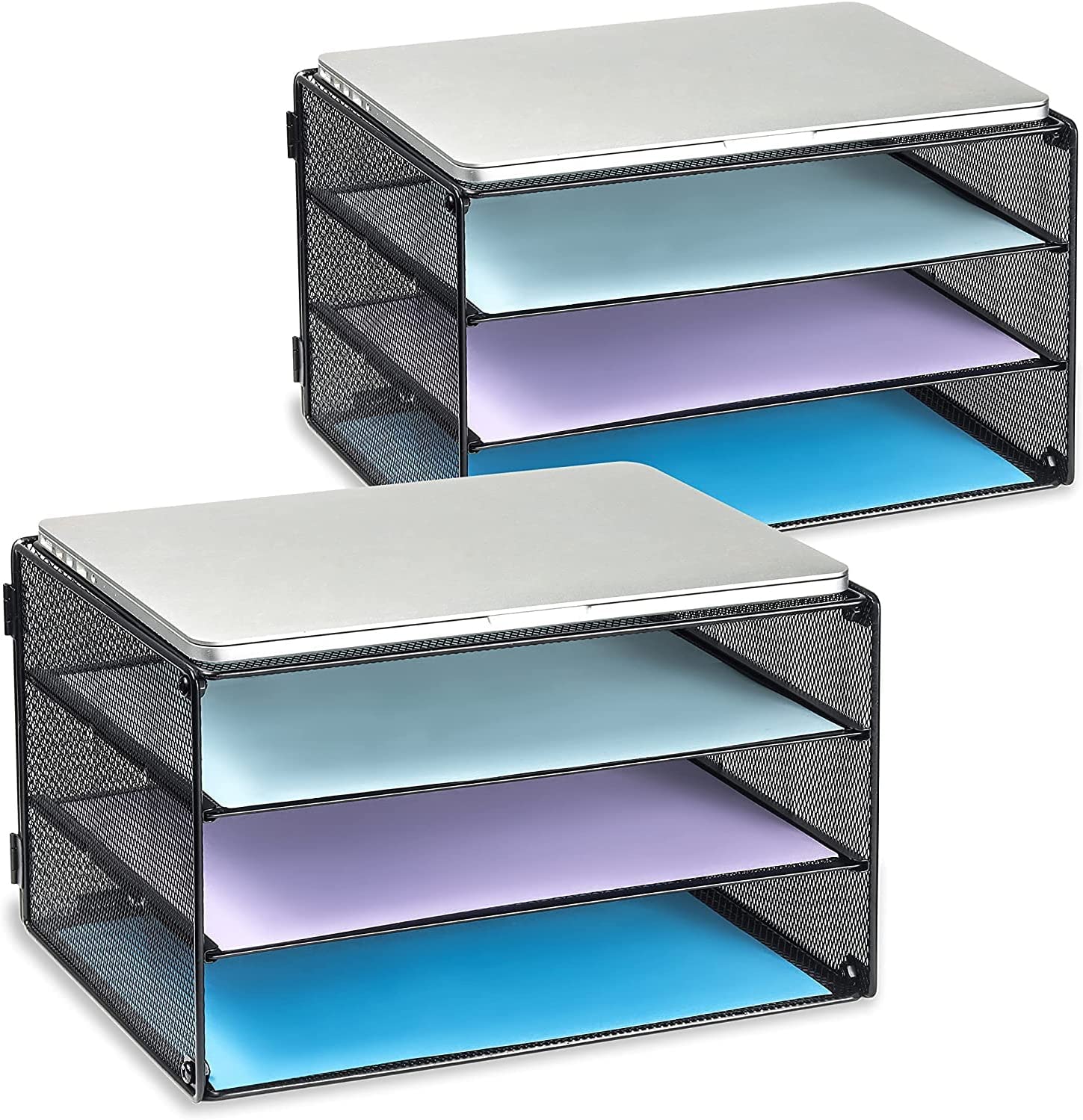 3 Tier Letter Tray Paper Organizer Mesh Metal Desk File Organizer for ...
