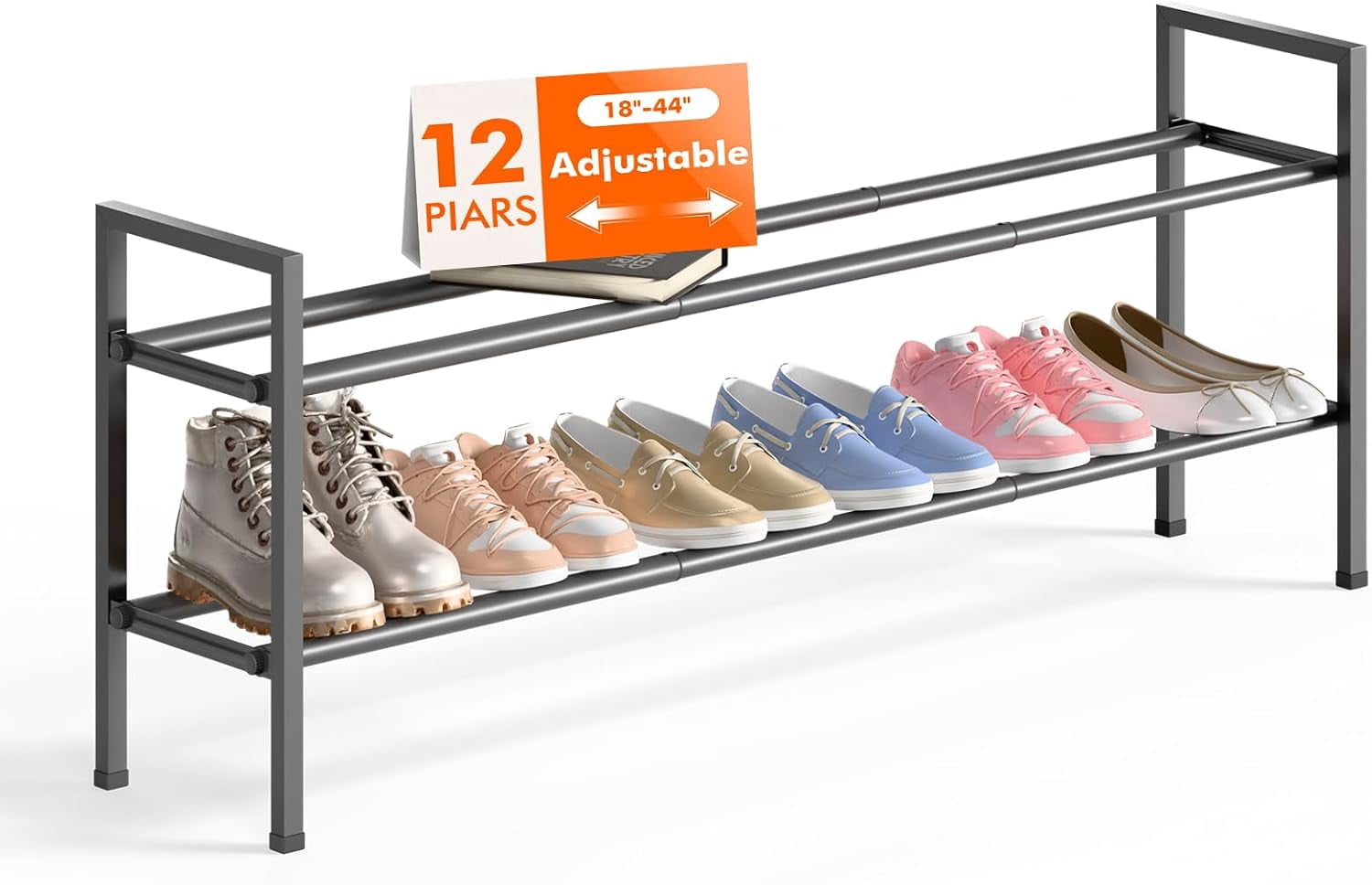 3-Tier Long Expandable Shoe Rack for Closet, 18