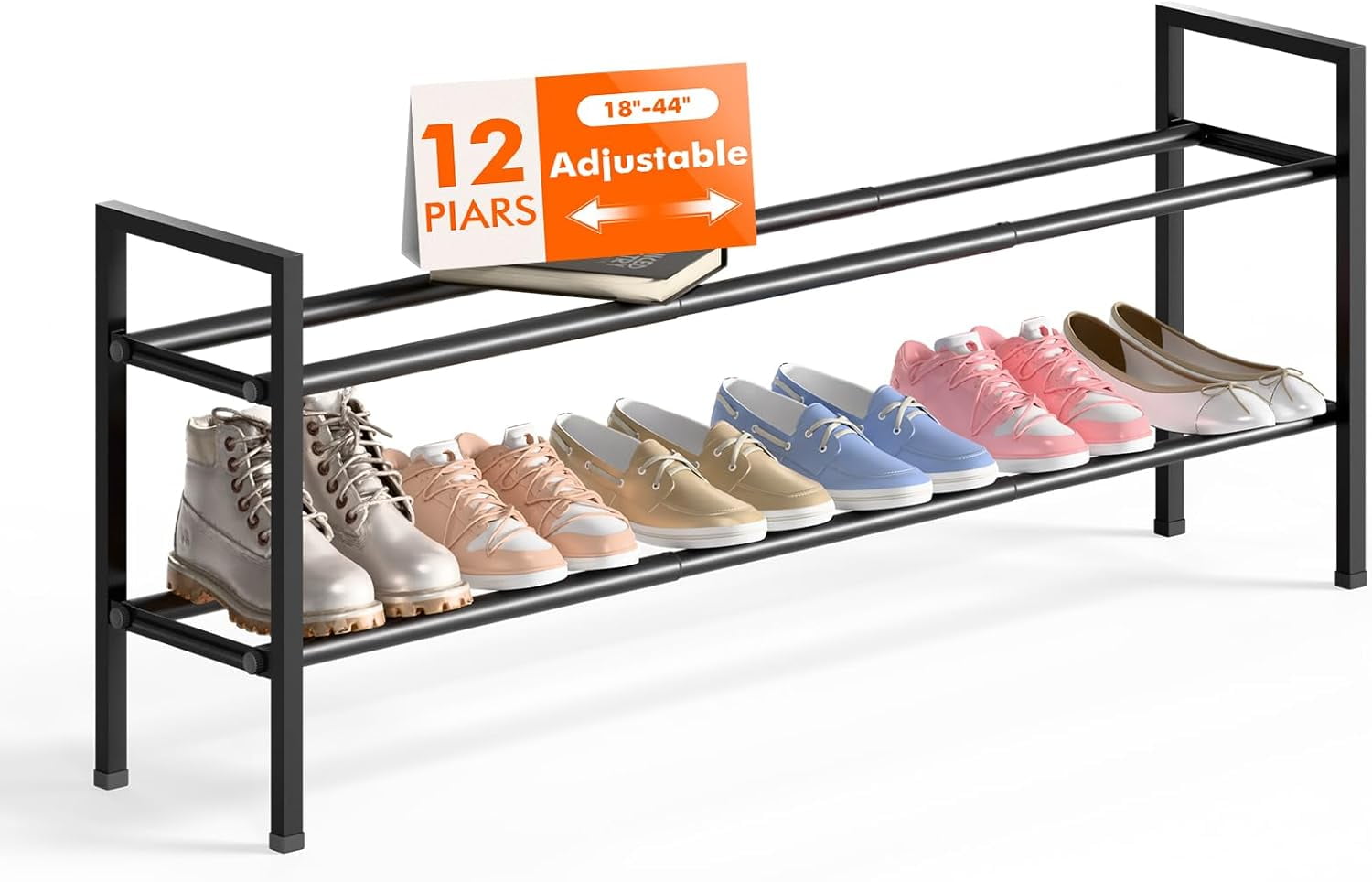 3-Tier Long Expandable Shoe Rack for Closet, 18